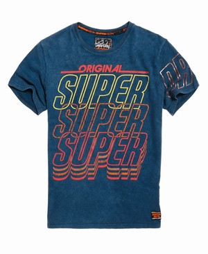 Superdry Spectrum Graphics Mid Weight Férfi Pólók Sötétkék | BACQW5872